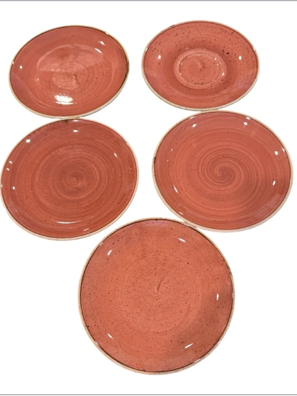 5 Churchill Stonecast rustic spiced orange 6 1/2” hand decorated coupe plates